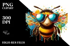 Colorful Bee with Paint-like Colors | Clipart Product Image 3