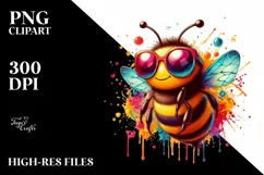 Colorful Bee with Paint-like Colors | Clipart Product Image 3
