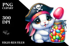 Crazy Vibrant Watercolor Baby Rabbit PNG Product Image 2