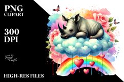 Colorful Rhino on Cloud, Transparent PNG Product Image 2