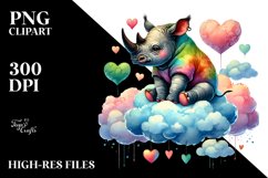 Colorful Rhino on Cloud, Transparent PNG Product Image 2