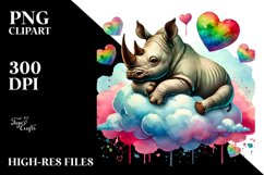 Colorful Rhino on Cloud, Transparent PNG Product Image 2
