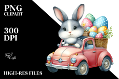 Funny Easter Bunny with Car, PNG Product Image 2