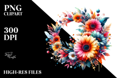Colorful Floral Frame Gerbera PNG Product Image 2