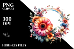 Colorful Floral Frame Gerbera PNG Product Image 2
