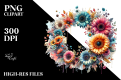 Colorful Floral Frame Gerbera PNG Product Image 2