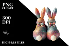 Colorful Vintage 2 Bunnies Sitting View from Back Product Image 2