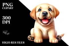 Happy Baby Labrador Retriever with Big Eyes, Watercolor PNG Product Image 2
