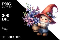 Cute Baby Gnome with Lobelia PNG Product Image 2
