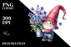 Cute Baby Gnome with Lobelia PNG Product Image 2