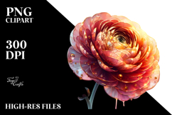 Elegant Ranunculus with Metallic Accents, PNG Product Image 2