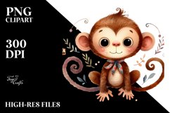 Funny Watercolor Wimsical Monkey | White Background Product Image 1