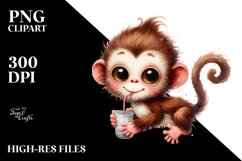 Funny Watercolor Wimsical Monkey | White Background Product Image 3