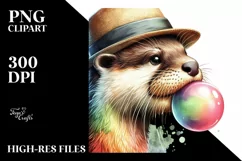 Colorful Otter with Hat and Chewing Gum | Clipart Product Image 3