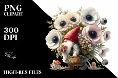 Digital Painting of Gnome with Anemone Bouquet Product Image 1