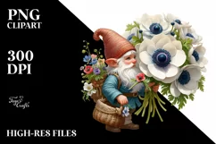 Digital Painting of Gnome with Anemone Bouquet Product Image 1