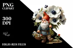 Digital Painting of Gnome with Anemone Bouquet Product Image 1