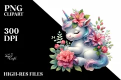Cute Baby Unicorn Azalea | Sublimation Clipart Product Image 1