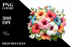 Colorful Hibiscus Bouquet Sublimation Clipart Product Image 3