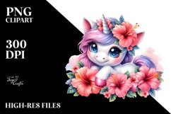Colorful Cute Watercolor Babyunicorn | Sublimation | Clipart Product Image 1