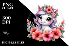 Colorful Cute Watercolor Babyunicorn | Sublimation | Clipart Product Image 1