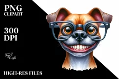 Watercolor Dog Big Eyes With es | Clipart Product Image 1