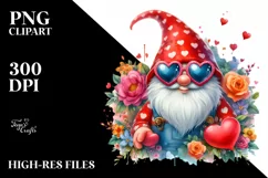 Valentines Gnome Detailed Large Heart Shaped Sunglasses PNG Product Image 2