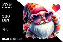 Valentines Gnome Detailed Large Heart Shaped Sunglasses PNG Product Image 2