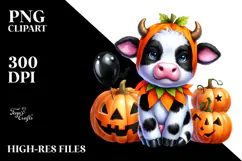 Cute Baby Cow Halloween | Sublimation | Clipart Product Image 2