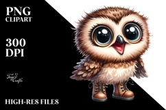 Sublimation Baby Owl Standing Boots Clipart Product Image 2