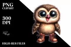 Sublimation Baby Owl Standing Boots Clipart Product Image 1