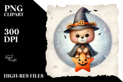 Baby Bear in Retro Halloween PNG Product Image 2