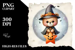 Baby Bear in Retro Halloween PNG Product Image 2