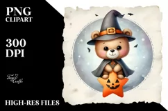 Baby Bear in Retro Halloween PNG Product Image 3
