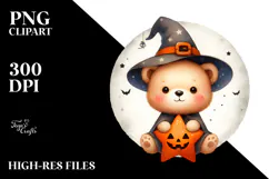Baby Bear in Retro Halloween PNG Product Image 2