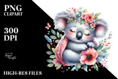 Adorned Baby Koala Watercolor PNG Product Image 2