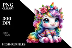 Cute Baby Unicorn, Transparent PNG Product Image 2