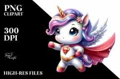 Cute Baby Unicorn Posing as Hero PNG Product Image 3