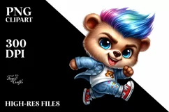 Running Baby Bear with Cool Haircut PNG Product Image 1