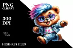 Goofy Bear Running with Cool Haircut and Expressive Face PNG Product Image 1