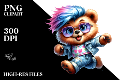 Goofy Bear Running with Cool Haircut and Expressive Face PNG Product Image 2