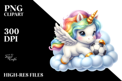 Sublimation Cute Baby Unicorn Playing Football on a Lofty Product Image 2