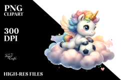 Pastel Unicorn Playing Football on Cloud Product Image 2