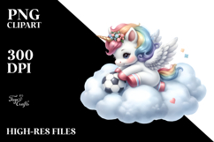Sublimation Cute Baby Unicorn Playing Football on a Lofty Product Image 2