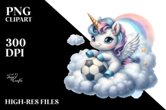 Pastel Unicorn Playing Football on Cloud Product Image 2