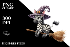 Funny Zebra Witch Broom Clipart Product Image 2