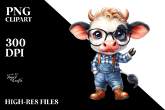 Watercolor Baby Cow Big Eyes | Sublimation Clipart Product Image 2