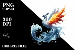 Simple Digital Painting Pheonix Fire and Ice PNG Product Image 2
