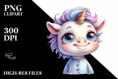 Funny Baby Face Highland Cow PNG Product Image 1