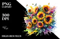 Vibrant Drawing with Sunflowers PNG Product Image 3